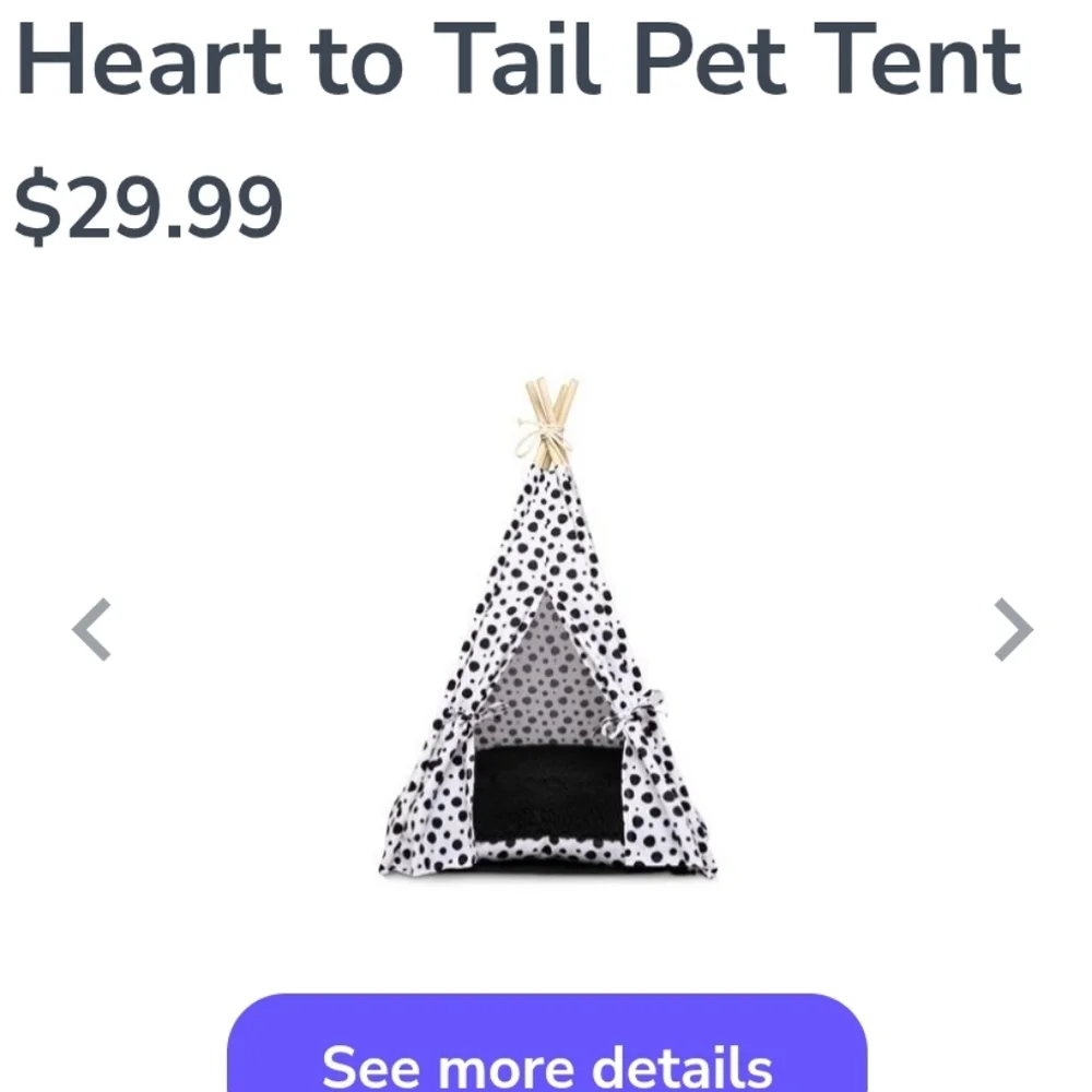 Heaet To Tail Black/White Pet Tent NWT